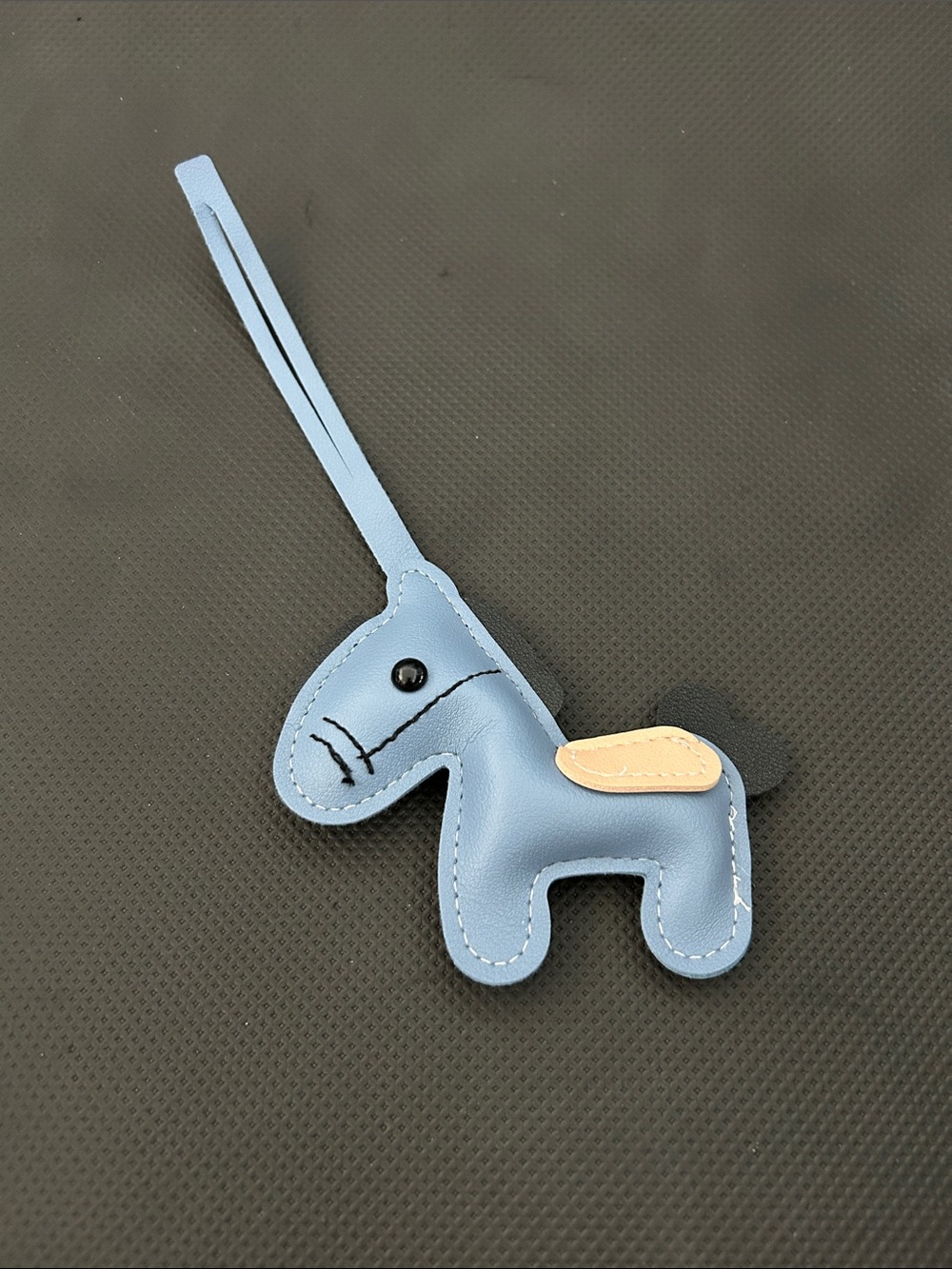 Blue faux leather Horse Bag Charm Keyring